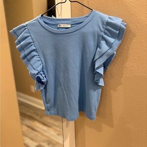 Zara Light Blue Ribbed Top